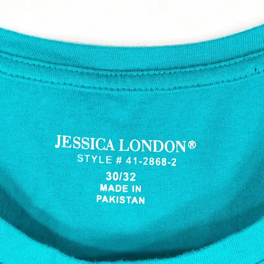 Jessica London Plus Size 30 32 Blouse Peplum Top Green‎ Short Sleeve Stretch 244 - Picture 8 of 8